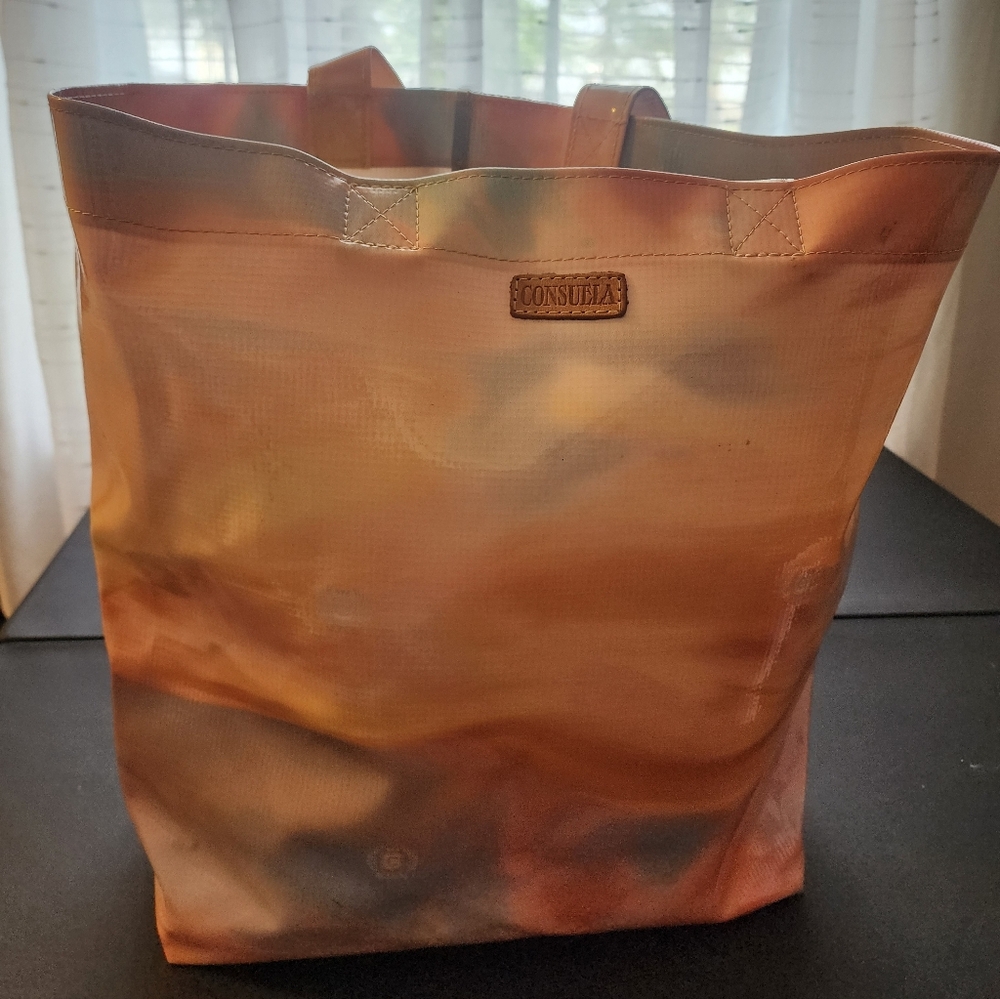 Consuela Peach and Pink Tie-Dye Canvas Tote